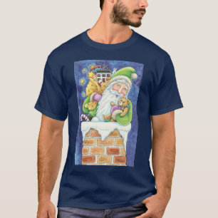 Niedliche Weihnachten, Weihnachtsmann im Schornste T-Shirt