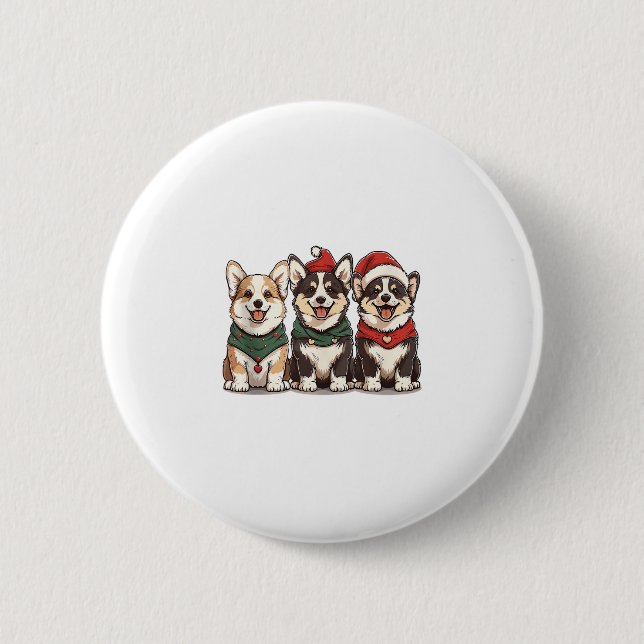 Niedliche Weihnachten Welsh Corgi Hunde Santa Pupp Button (Vorderseite)