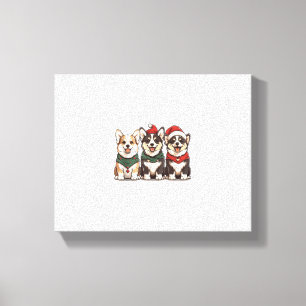 Niedliche Weihnachten Welsh Corgi Hunde Santa Pupp Leinwanddruck