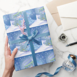 Niedliche Weihnachts-Blues Geschenkpapier