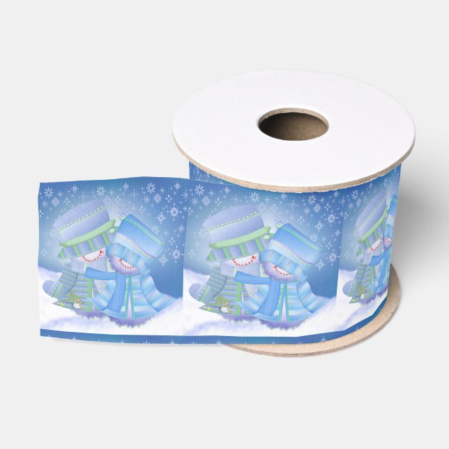 Niedliche Weihnachts-Blues Ripsband (Spule)