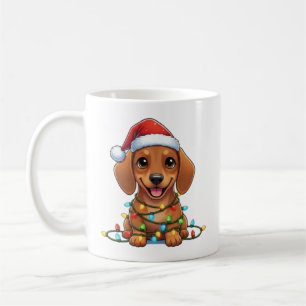 Niedliche Weihnachts-Braun-Dackel-Tasse Kaffeetasse