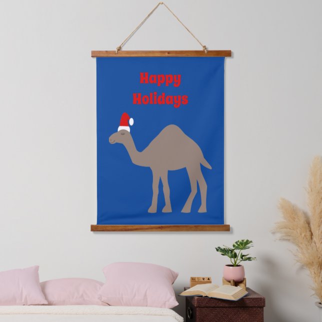 Niedliche Weihnachts-Camel-Kundenmeldung Wandteppich Mit Holzrahmen (Schlafzimmer)