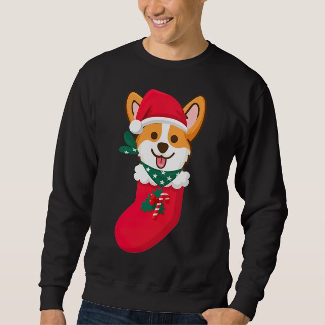 Niedliche Weihnachts-Corgi Überraschung in der Soc Sweatshirt (Vorderseite)