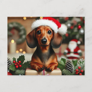 Niedliche Weihnachts-Dackel Feiertagspostkarte