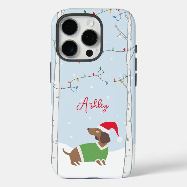 Niedliche Weihnachts-Dackel iPhone 16 Pro Hülle (Rückseite)