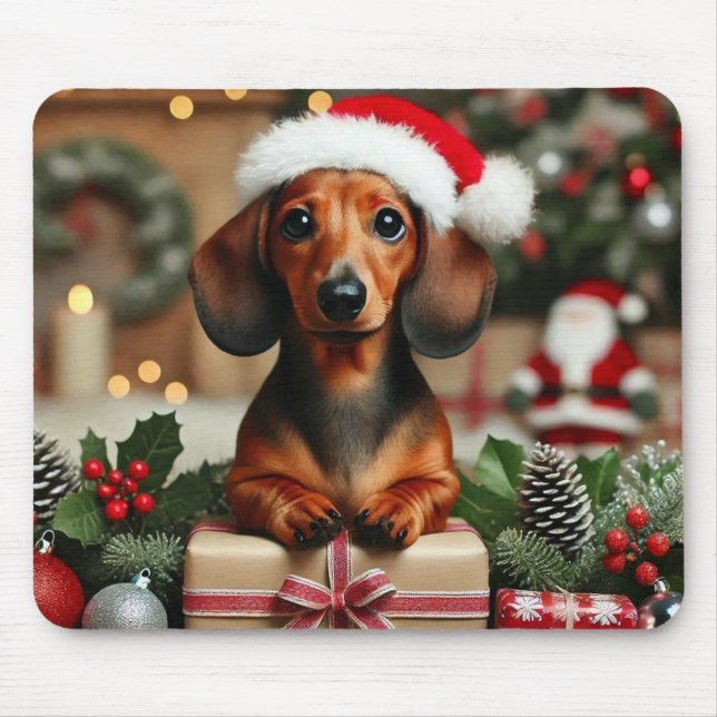 Niedliche Weihnachts-Dackel Mousepad (Vorne)
