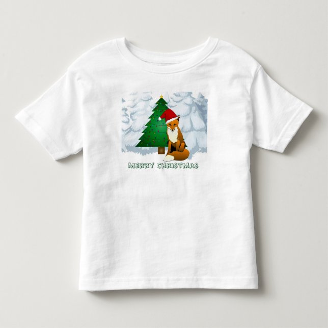 Niedliche Weihnachts-Fox-Fleece Sweatshirt Kleinkind T-shirt (Vorderseite)