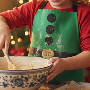Niedliche Weihnachts-Grüne-Elf-Kostüm Kinder Schür Schürze