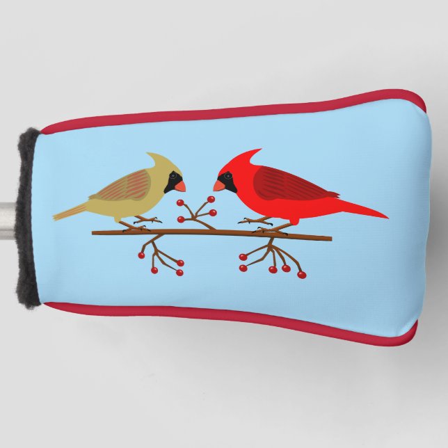 Niedliche Weihnachts-Kardinäle und Rote Berer Golf Headcover (Vorderseite)
