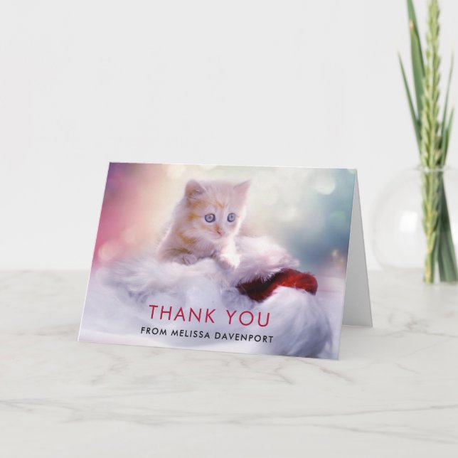 Niedliche Weihnachts-Kitten Vielen Dank Karte (Vorderseite)