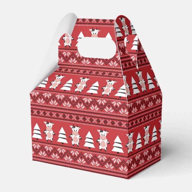 Niedliche Weihnachts-Kuh-Favor Geschenkschachtel (Vorderseite)