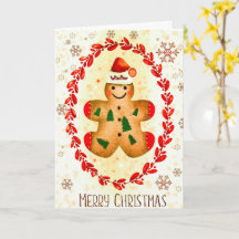 Niedliche Weihnachts-Lebkuchen-Man-Urlaubskarte