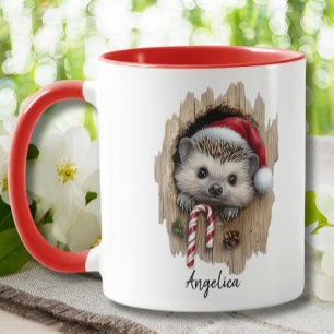 Niedliche Weihnachts-Peeking Igel Weihnachtsmannmü Tasse