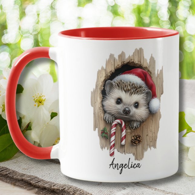 Niedliche Weihnachts-Peeking Igel Weihnachtsmannmü Tasse (Von Creator hochgeladen)