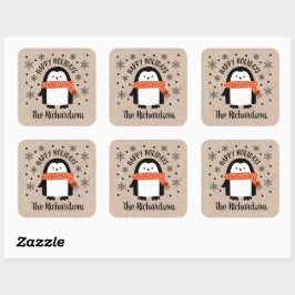 Niedliche Weihnachts-Penguin-Stickers Quadratischer Aufkleber
