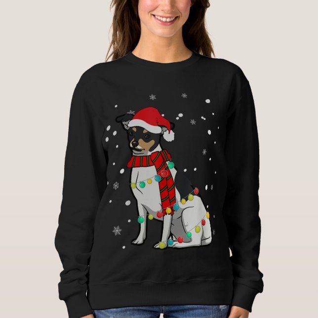 Niedliche Weihnachts RAT TERRIER Hundelampen Sweatshirt (Vorderseite)