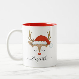 Niedliche Weihnachts-Rentier-Tasse Zweifarbige Tasse