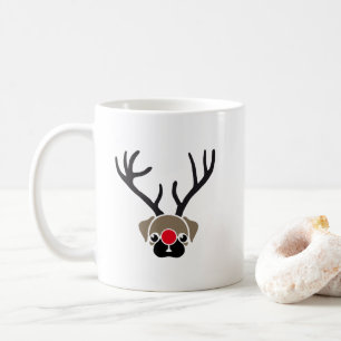 Niedliche Weihnachts-Rote Nase Rudolph Mops Kaffee Kaffeetasse