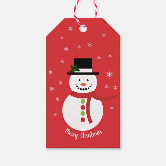 Niedliche Weihnachts-Snowman-Geschenketiketts Geschenkanhänger (Vorderseite)