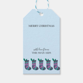 Niedliche Weihnachts-Strumpf-Muster Geschenktasten Geschenkanhänger