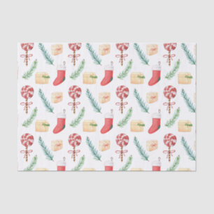 Niedliche Weihnachts-Strumpf und Candy Cane Seidenpapier