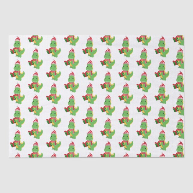 Niedliche Weihnachts-T-Rex Seidenpapier (Vorderseite)