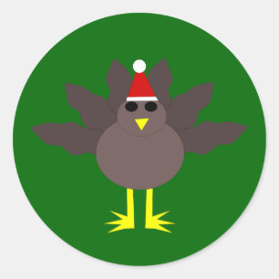Niedliche Weihnachts-Türkei-Stickers Runder Aufkleber