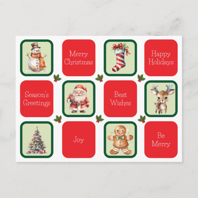 Niedliche Weihnachts- und Urlaubswünsche auf den P Postkarte (Vorderseite)