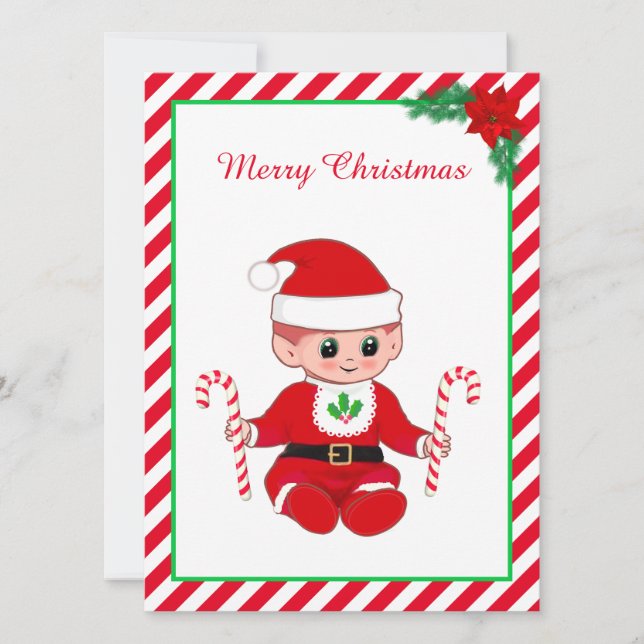 Niedliche Weihnachts-Weihnachtself und Candy Canes (Vorderseite)