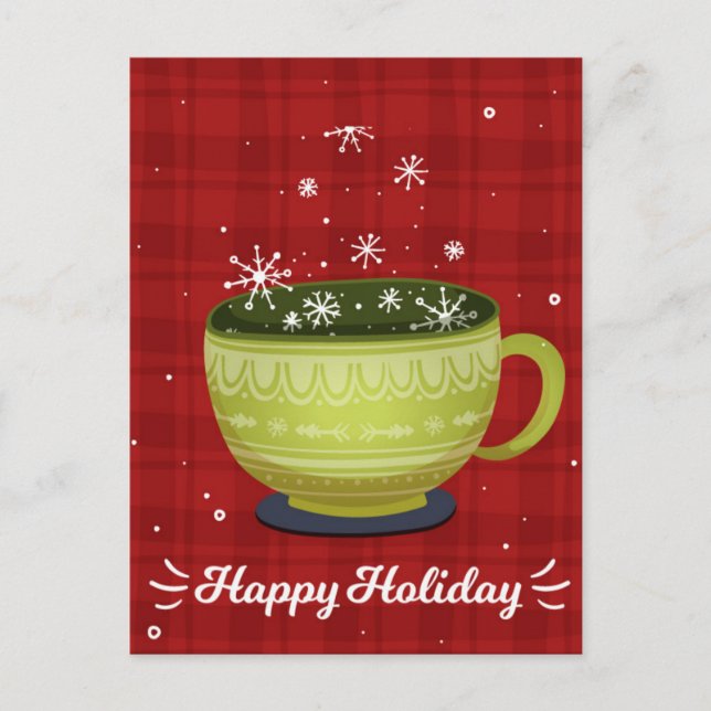 Niedliche Weihnachts-Weihnachtskarte Tasse Feiertagspostkarte (Vorderseite)