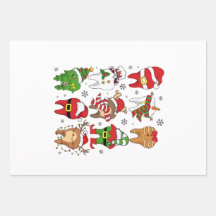 Niedliche Weihnachts-Zahnstochfiguren Spaß Urlaub Geschenkpapier Set