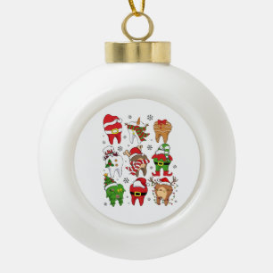 Niedliche Weihnachts-Zahnstochfiguren Spaß Urlaub Keramik Kugel-Ornament