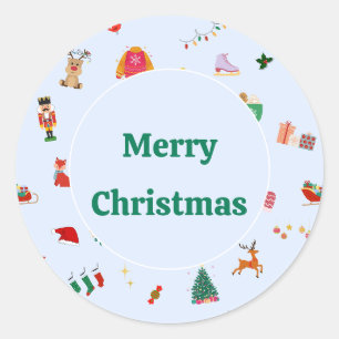 Niedliche Weihnachtsabbildungen kleine runde Aufkl Runder Aufkleber