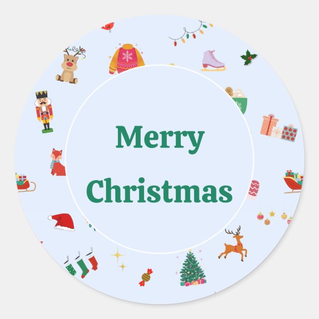 Niedliche Weihnachtsabbildungen kleine runde Aufkl Runder Aufkleber (Vorderseite)