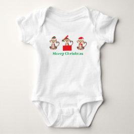 Niedliche Weihnachtsaffen Santa Elf Rot Grün Baby Strampler