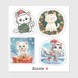 Niedliche Weihnachtsaufkleber für Katzen, Weihnach Aufkleber