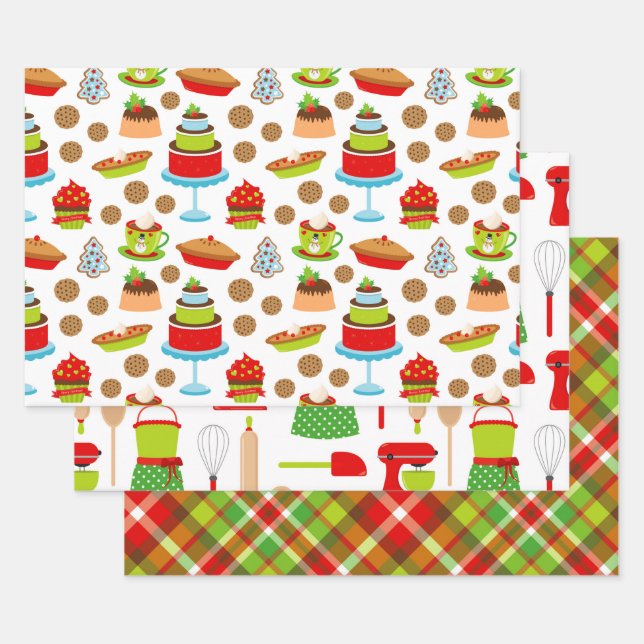 Niedliche Weihnachtsbackpapier-Blätter Geschenkpapier Set (Set)