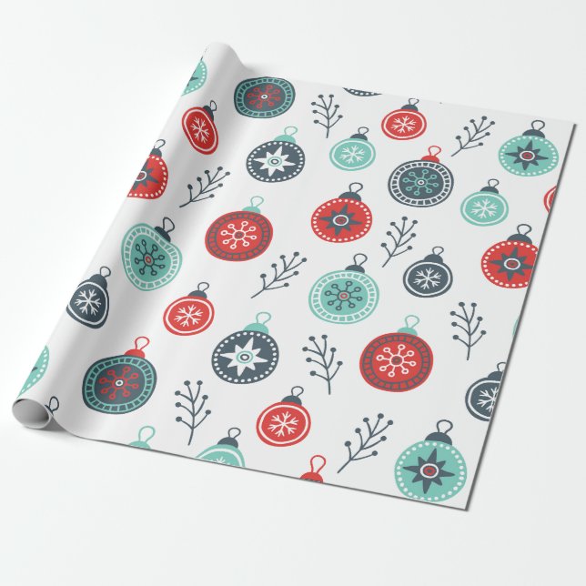 Niedliche Weihnachtsbälle Muster Geschenkpapier (Ungerollt)
