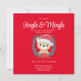 Niedliche Weihnachtsbär Weihnachts-Party Einladung