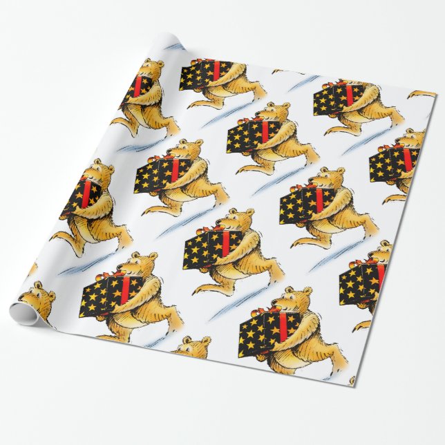 Niedliche Weihnachtsbären Geschenkpapier (Ungerollt)