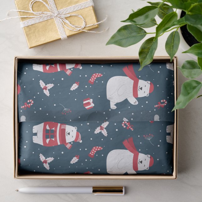 Niedliche Weihnachtsbären Winterferien Seidenpapier (Geschenk)
