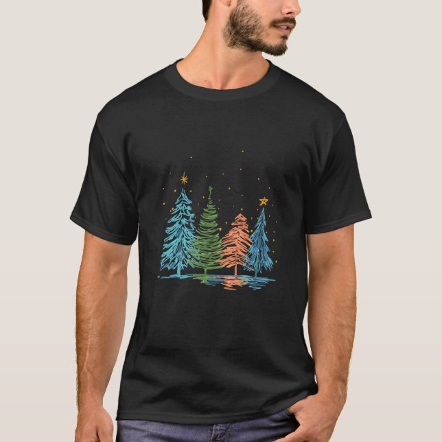 Niedliche Weihnachtsbäume für den farbenfrohen Pop T-Shirt (Vorderseite)