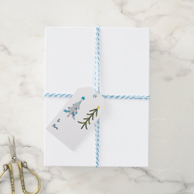 Niedliche Weihnachtsbäume Geschenkanhänger (Mit Garn)