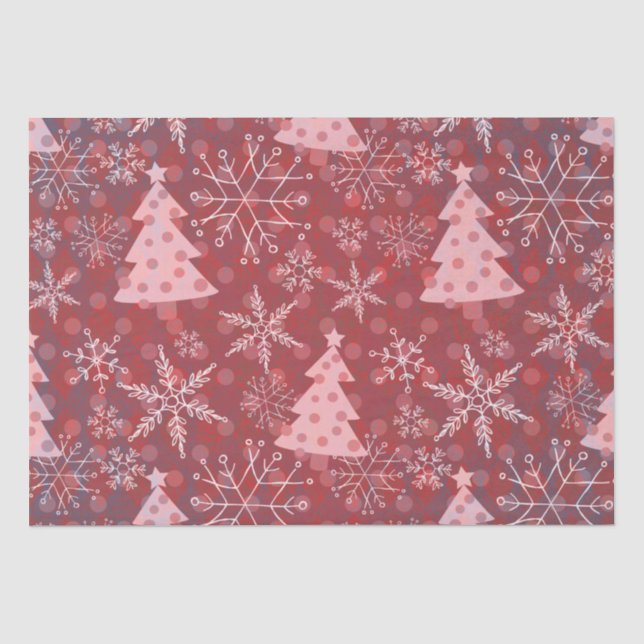 Niedliche Weihnachtsbäume mit Schneeflocken Seidenpapier (Vorderseite)