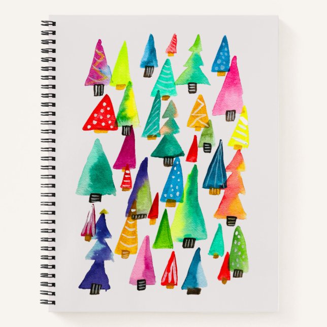 Niedliche Weihnachtsbäume Notizbuch (Vorderseite)