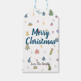 Niedliche Weihnachtsbäume präsentieren Ziermuster Geschenkanhänger