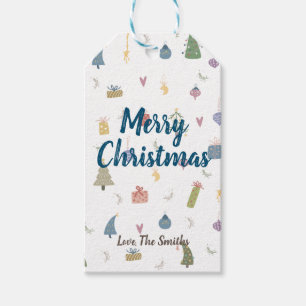 Niedliche Weihnachtsbäume präsentieren Ziermuster Geschenkanhänger