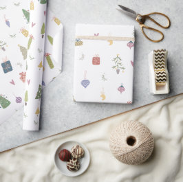 Niedliche Weihnachtsbäume präsentieren Ziermuster Geschenkpapier