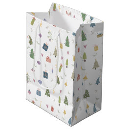Niedliche Weihnachtsbäume präsentieren Ziermuster Mittlere Geschenktüte